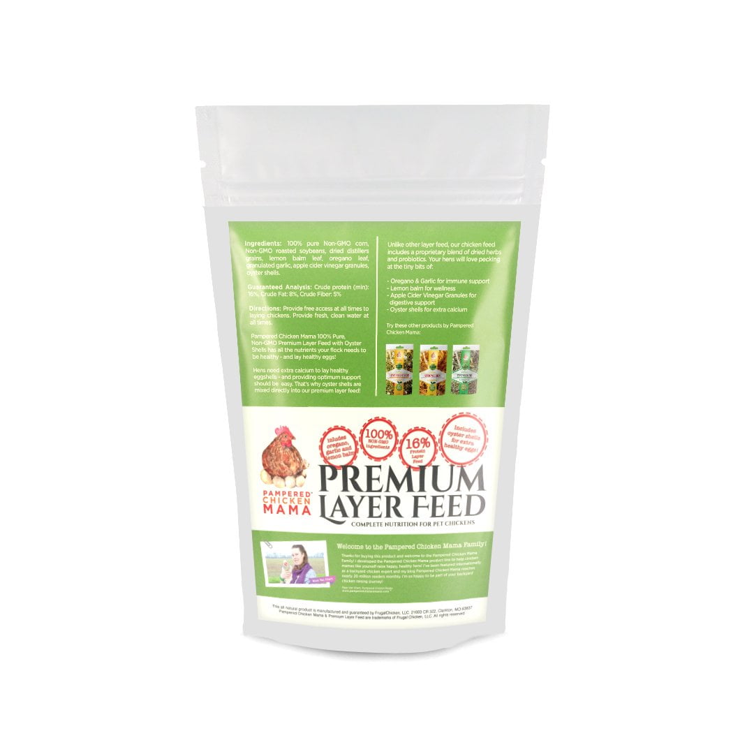 Pampered Chicken Mama Backyard Chicken Feed 20 Pounds- Top-Grade Layer Feed Small Pieces - High Protein & High Calcium All-Natural Backyard Chicken Grower Feed Supplies For Laying Chickens