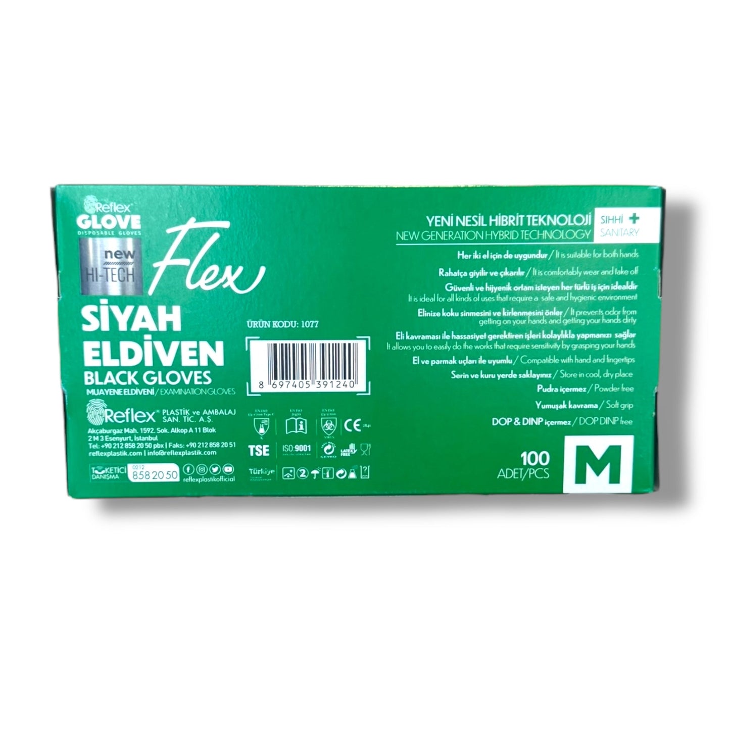 Top Notch Flex Black Gloves – Medium Size – 100 PCS