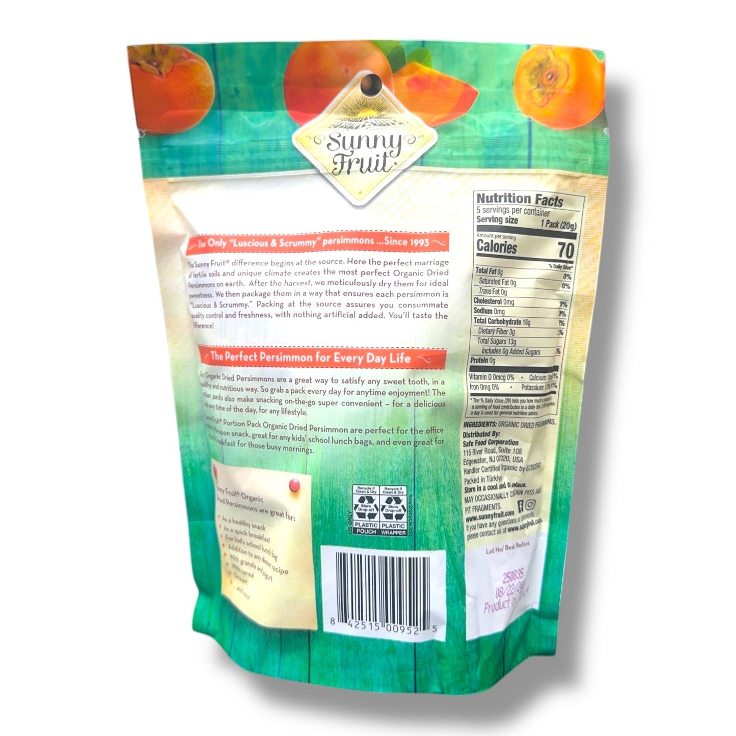 Sunny Fruit Organic Dried Persimmons – Naturally Sweet Snack