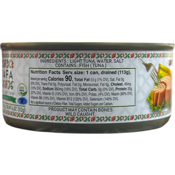Yafa Skipjack Solid Light Tuna in Water, Convenient 5 Oz Canned Seafood, Healthy Protein Source