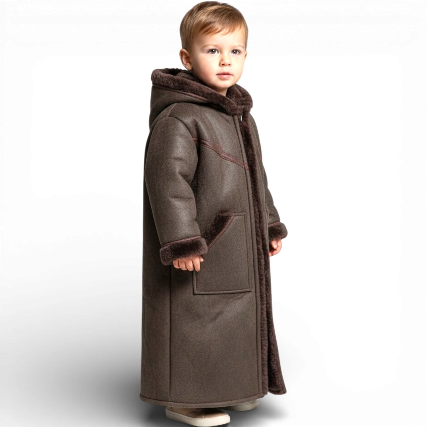 Cozy Kids Hooded Fur Coat – 2-3y Old, Soft Warm Material, Durable & Easy to Wear