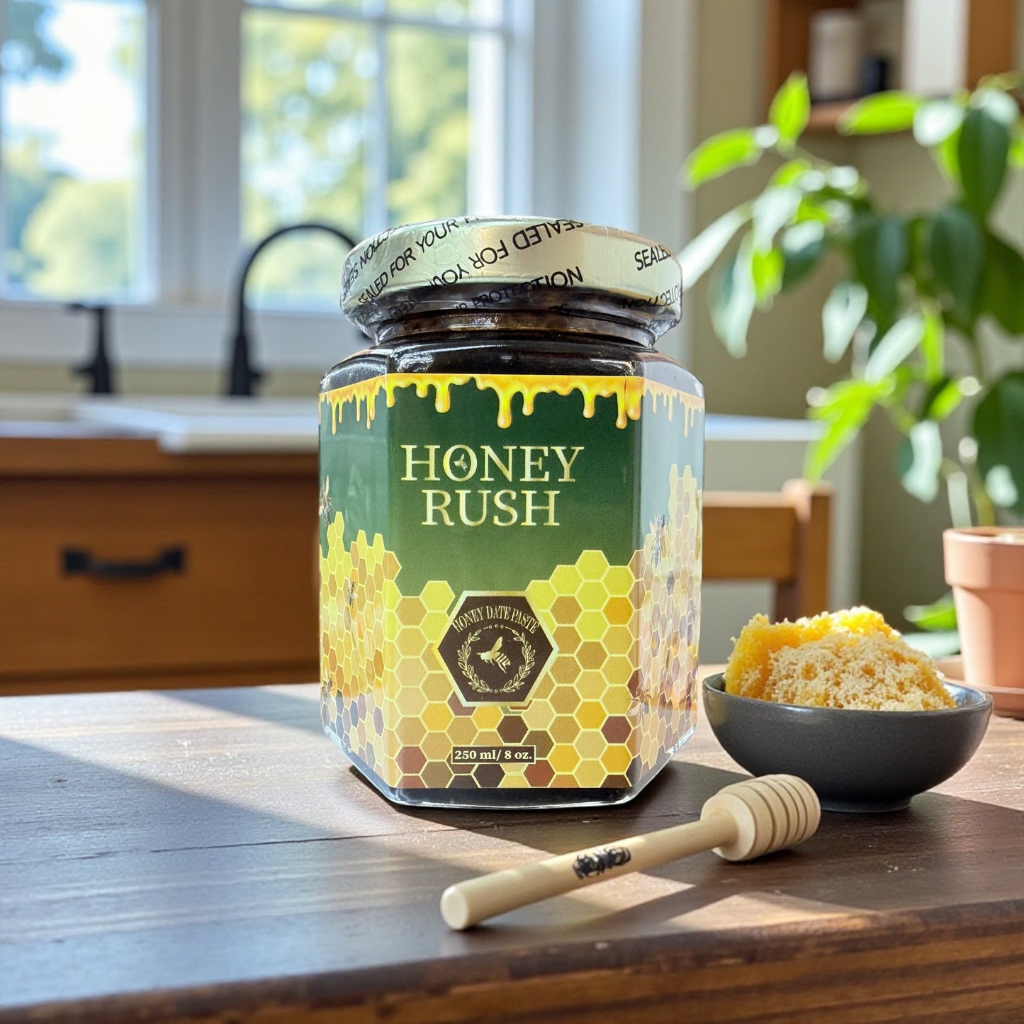 HONEY RUSH Artisan Honey - Energy Support (8 OUNCES) honey jar