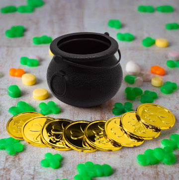 Pot of Gold Cake Topper - Black Pot with 8 Gold Coins