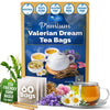 Premium Valerian Tea, Made From Valerian Root, Chamomile flower, Lavender flower Loose Leaf Herbal Tea. Made with Natural Material Tea Bags. No Sugar, No Caffeine, No Gluten, Vegan.