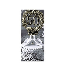 Anniversary Cake Topper - E50- Golden Anniversary with Doves