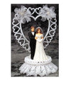Wedding Cake Topper - E780 - Bride & Groom, Hearts & Flowers Topper, 9 1/2" high