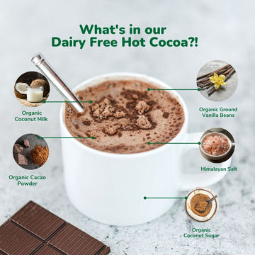 Instant Dairy Free Coconut Hot Cocoa Mix | 20 Pack Single Serving |Gluten Free, Vegan and Organic