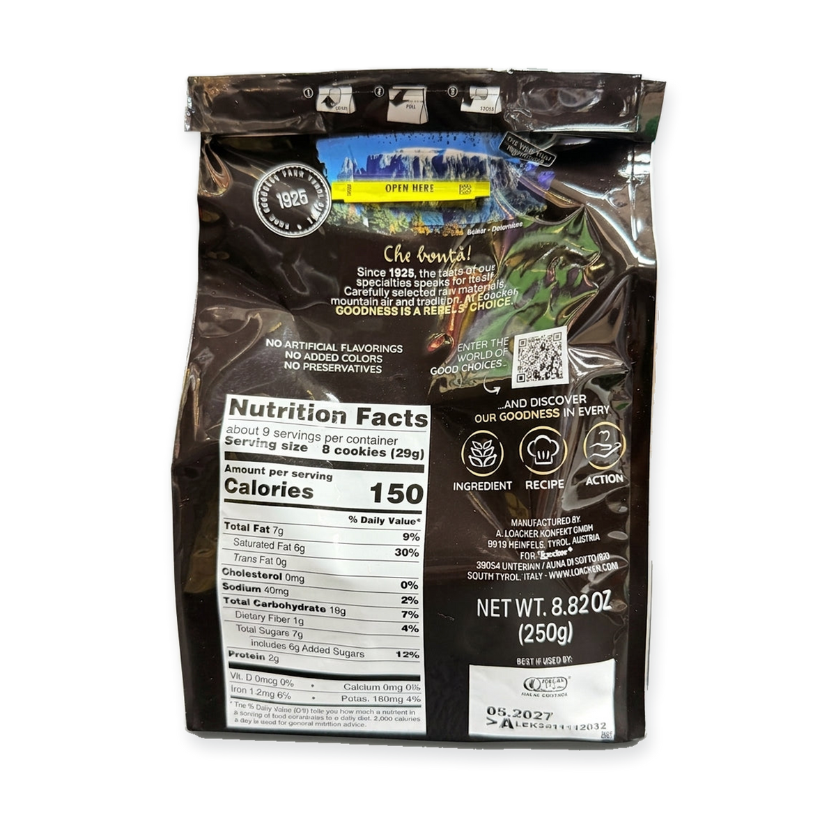 Loacker Quadratini Dark Chocolate 8.82oz - Italian Wafer Cookies
