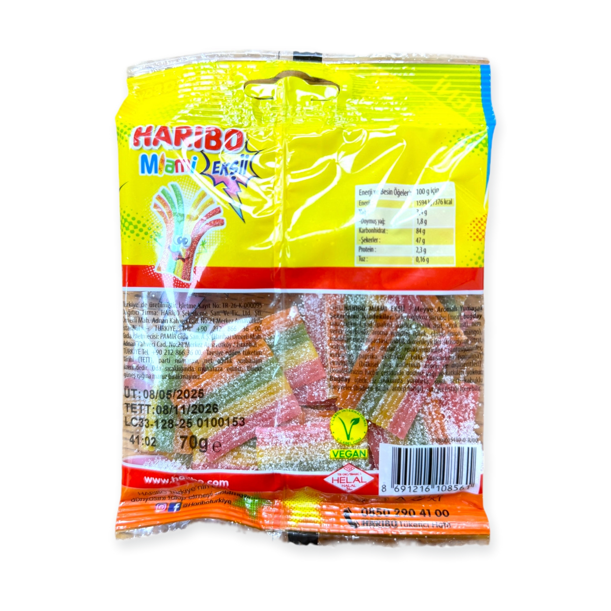 Haribo Sour Rainbow Strips Halal Gummy Candy