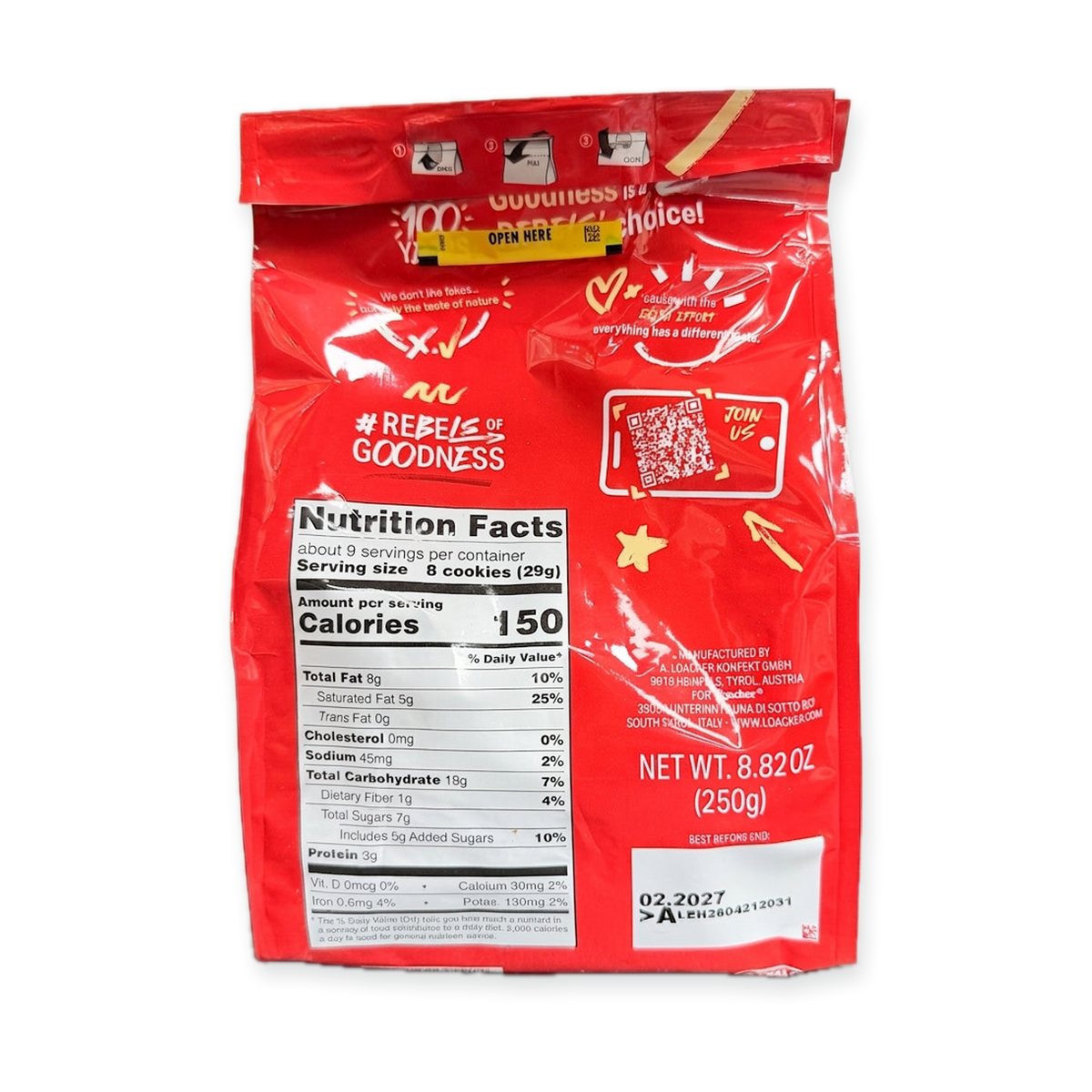 Loacker Quadratini Hazelnut 8.82oz - Bite Size Wafer Cookies
