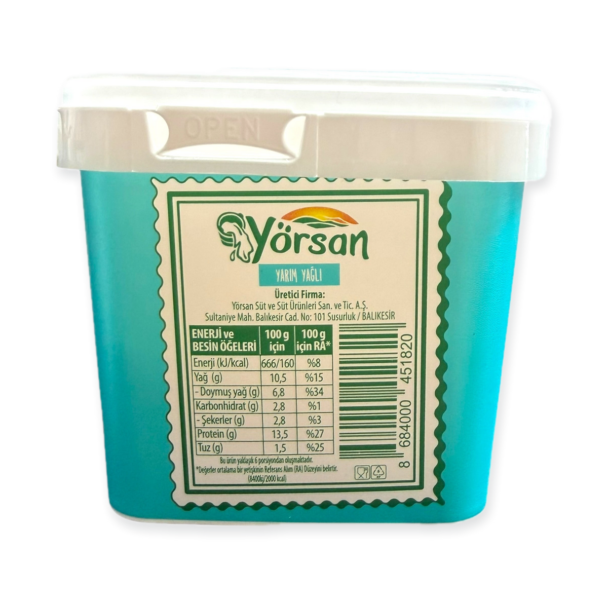 Yorsan Hulf White Cheese 400g - Creamy Flavor, Perfect for Dishes and Snacking