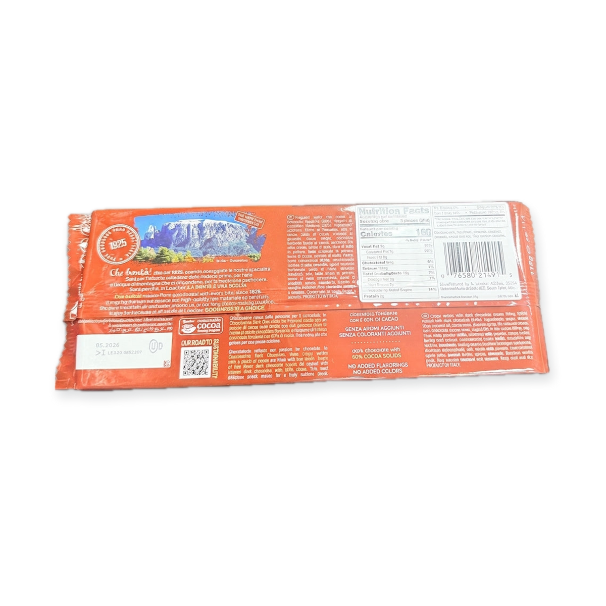 Loacker Chocolaterie Dark Chocolate Wafer 75g - Italian Crispy Wafer