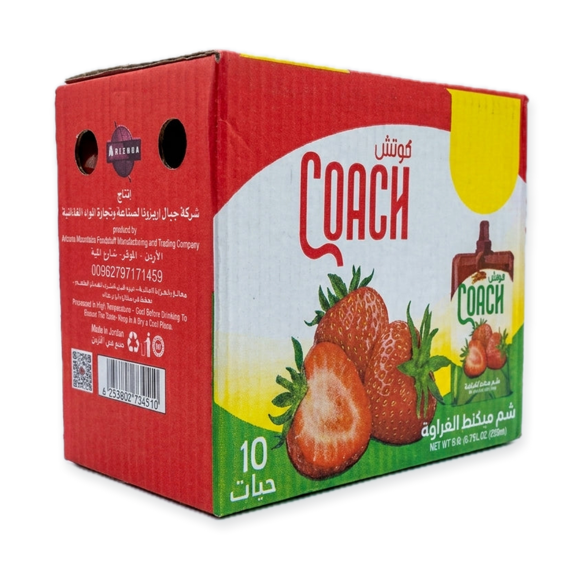 Coach Strawberry Flavored Drink 10 Pack - Juice Pouches for Kids