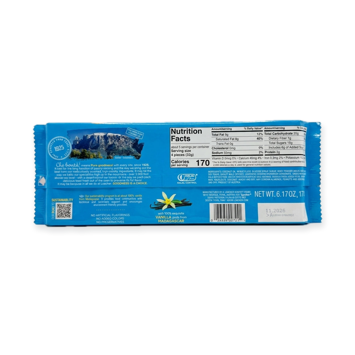 Loacker Classic Vanilla Wafers 6.17oz - Crispy Italian Cream Wafers
