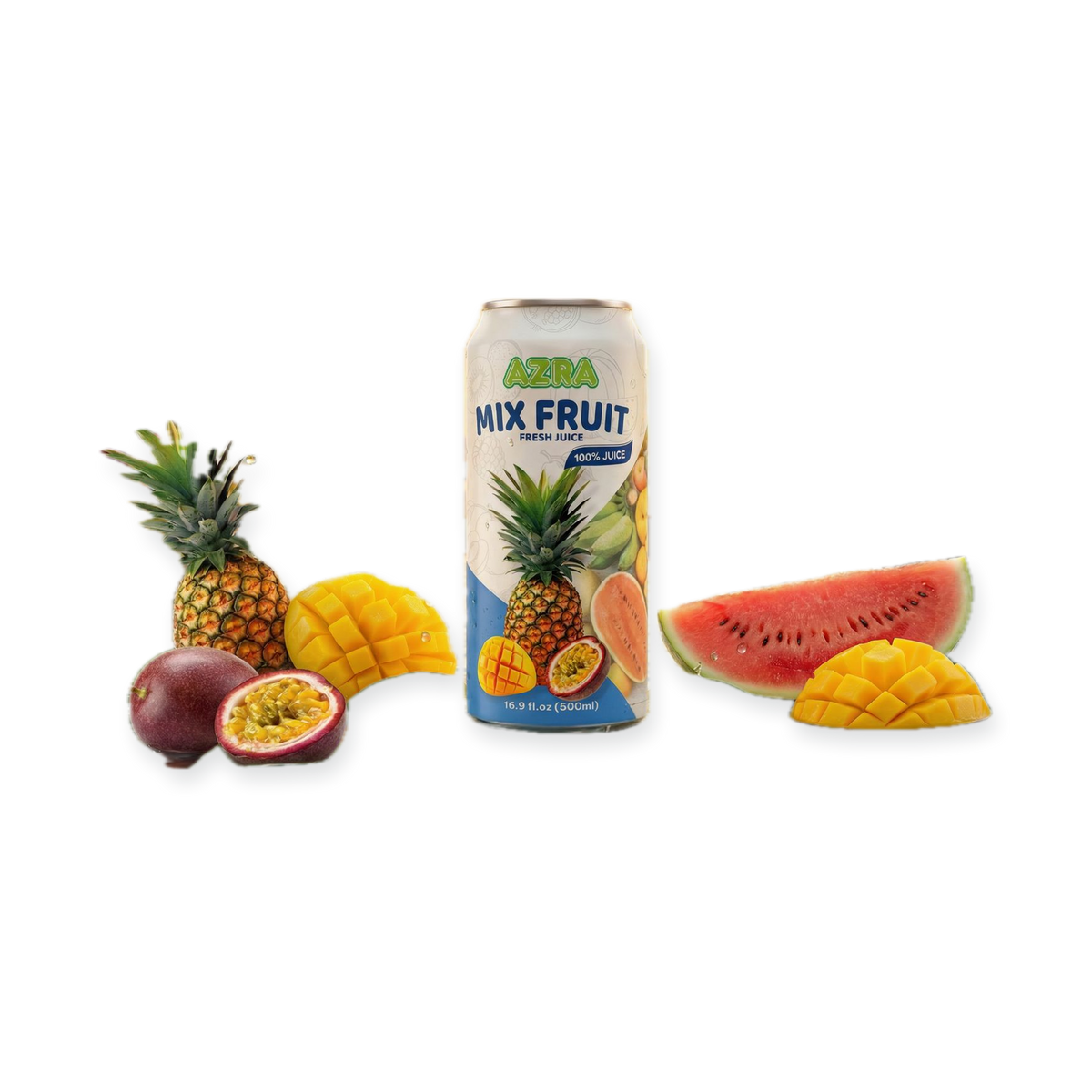 AZRA 100% Juice – 500ml Cans, Zero Sugar Beverages for Kids & Adults