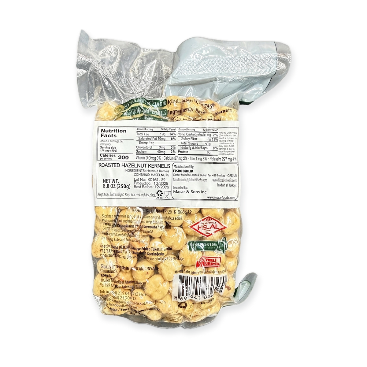 Fiskobirlik Roasted Hazelnut Kernels 250g - Premium Turkish Hazelnuts