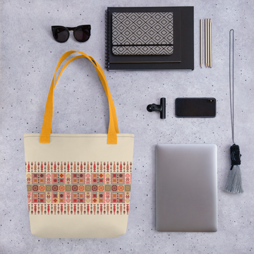 Spacious Tote Bag – Colorful Art Pattern, 15" x 15"
