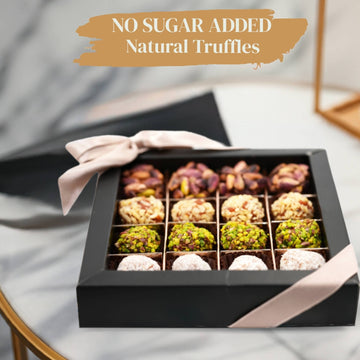 Andy Anand No Sugar Added Natural Truffles, 16 Pc Pistachio Hazelnut & Coconut Gift Box, Carrot Paste Base, Chocolate Free, Diabetic Friendly, Keto Friendly, Gourmet Birthday Gift
