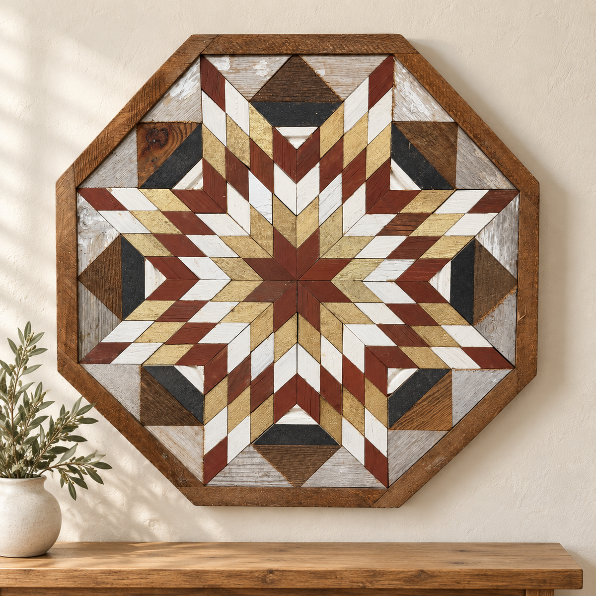 Amish-Made Barn Quilt | Reclaimed Wood | 20.75 × 20.75 in