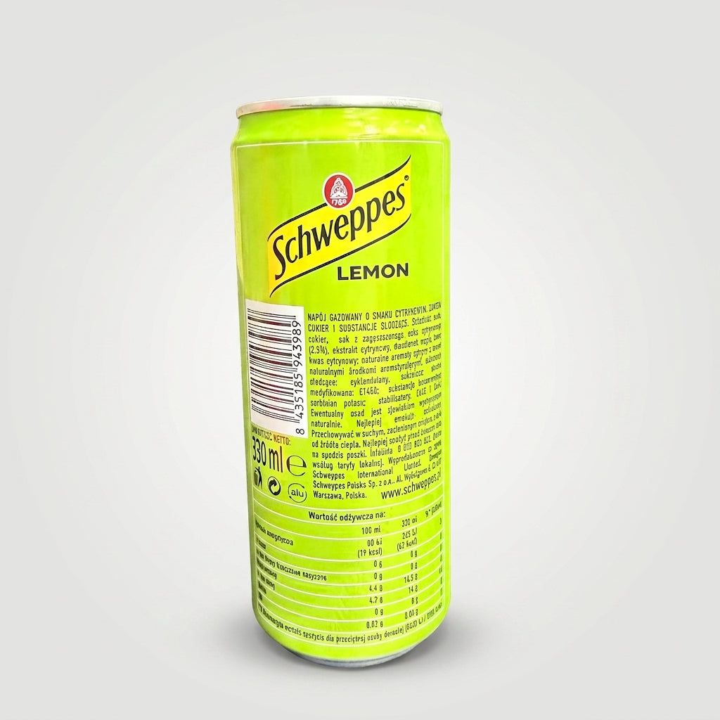 Schweppes Lemon 330ml - Premium Sparkling Citrus Beverage