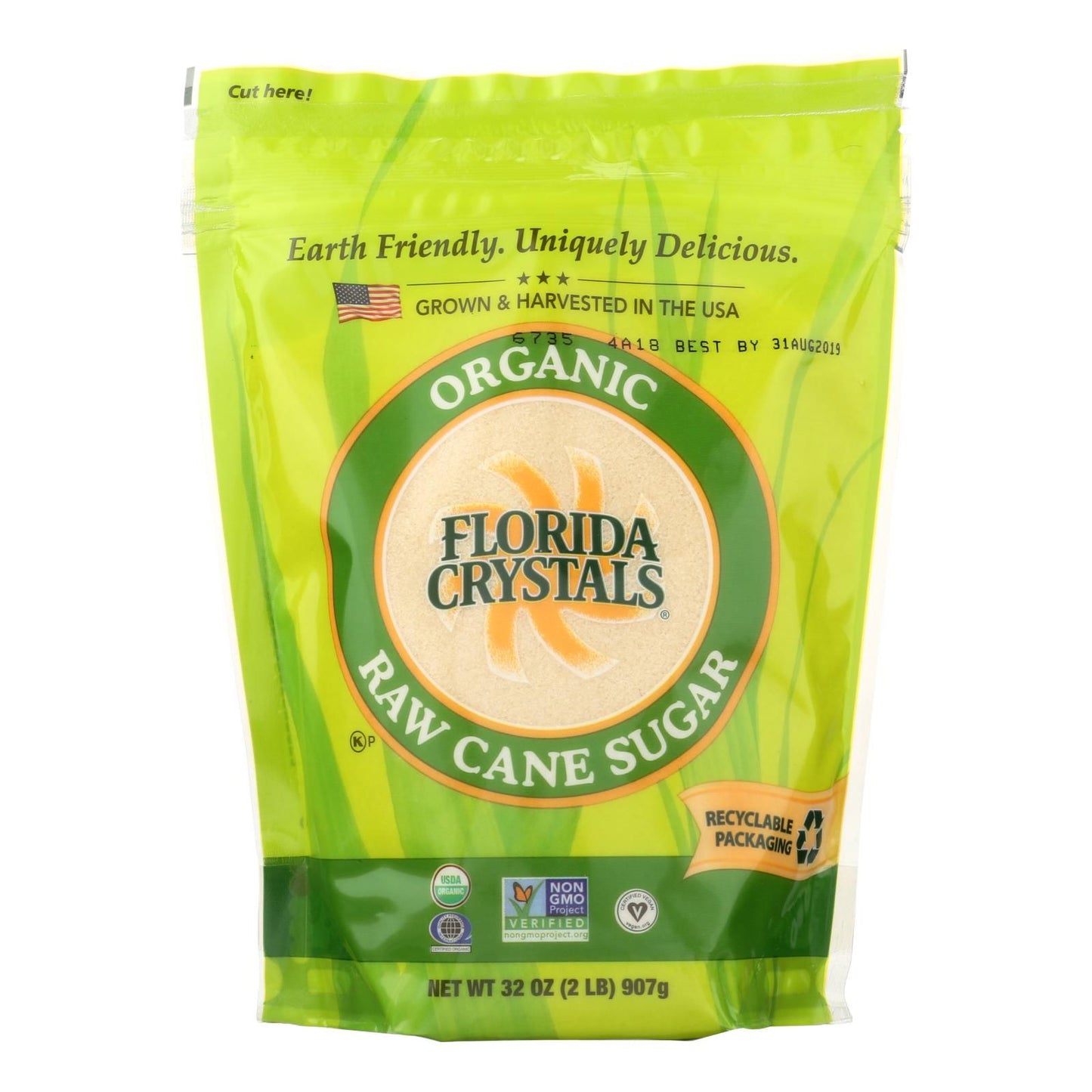 Florida Crystals Natural Sugar, Cane, 2-Pound Bag (Pack Of 6)