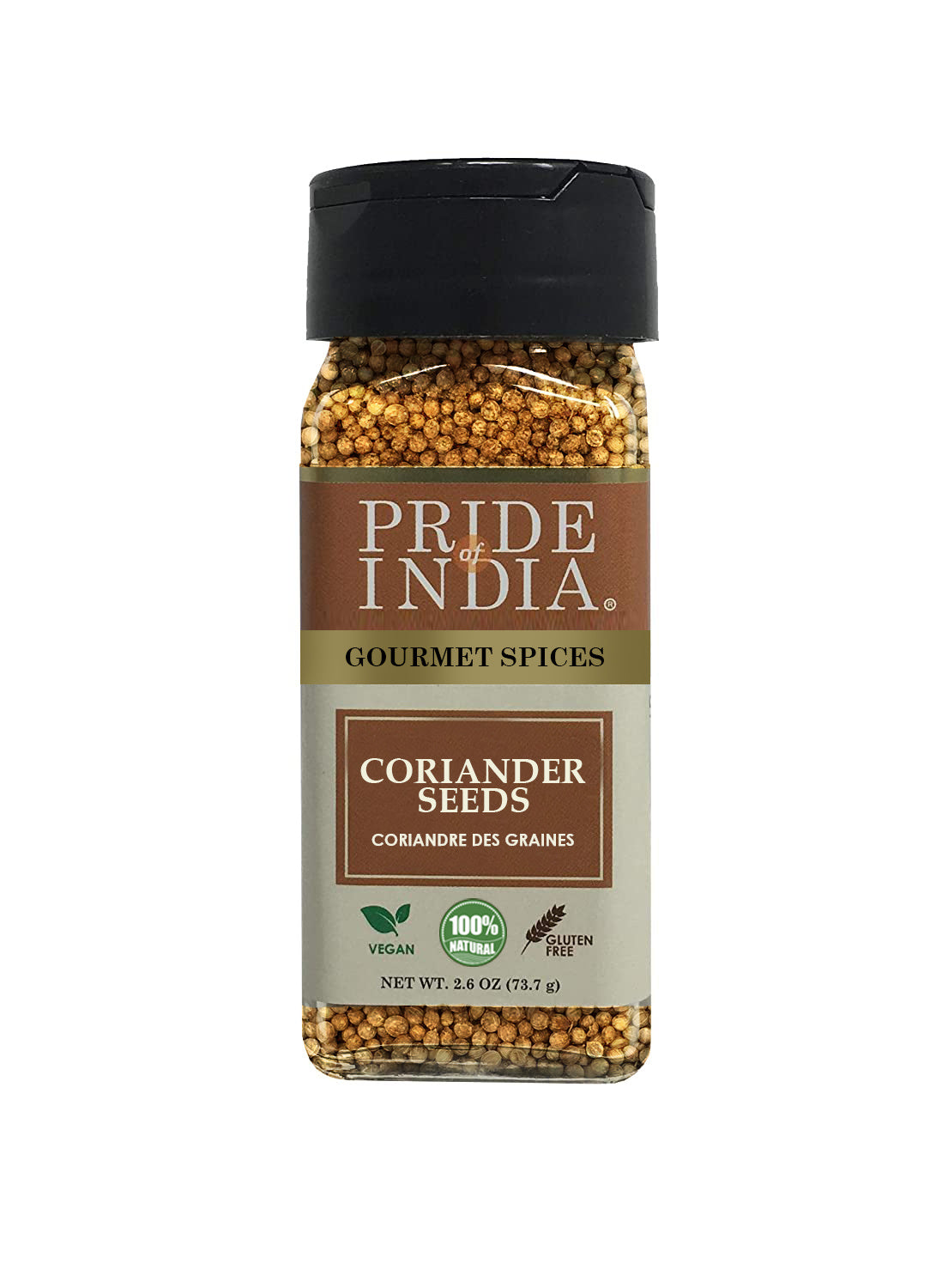 Pride Of India ?Coriander Seed Whole ?Fresh & Gourmet Indian Whole Spice ?Good For Curries/Meat/ Chicken ?Easy To Use ?1.4 Oz. S