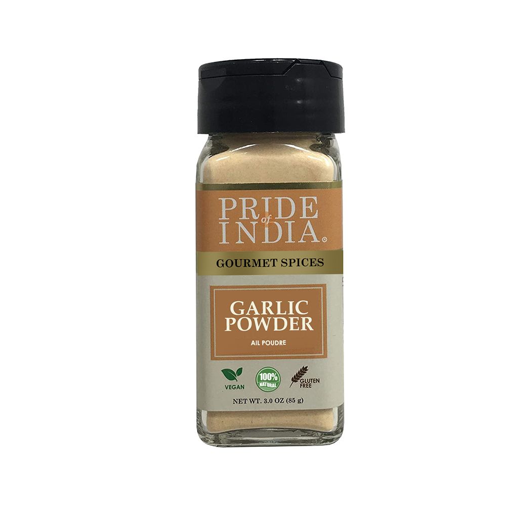 Pride Of India ?Garlic Fine Ground ?Gourmet & Culinary Grade ?Classic Seasoning To Pasta/Sauces/Dips/Bakes ?Easy To Use ?3 Oz. Small Dual Sifter Bottle(D0102Hp6Bfw.)