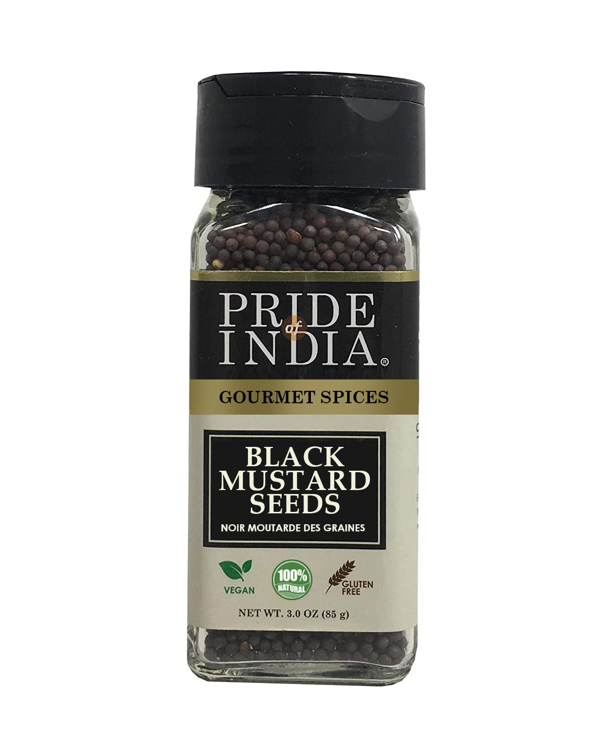 Pride Of India ?Black Mustard Seed ?Gourmet & Vegan Indian Spice ?Pungent/Spicy Flavor ?Dry Seasoning - Gluten & Gmo Free ?Easy