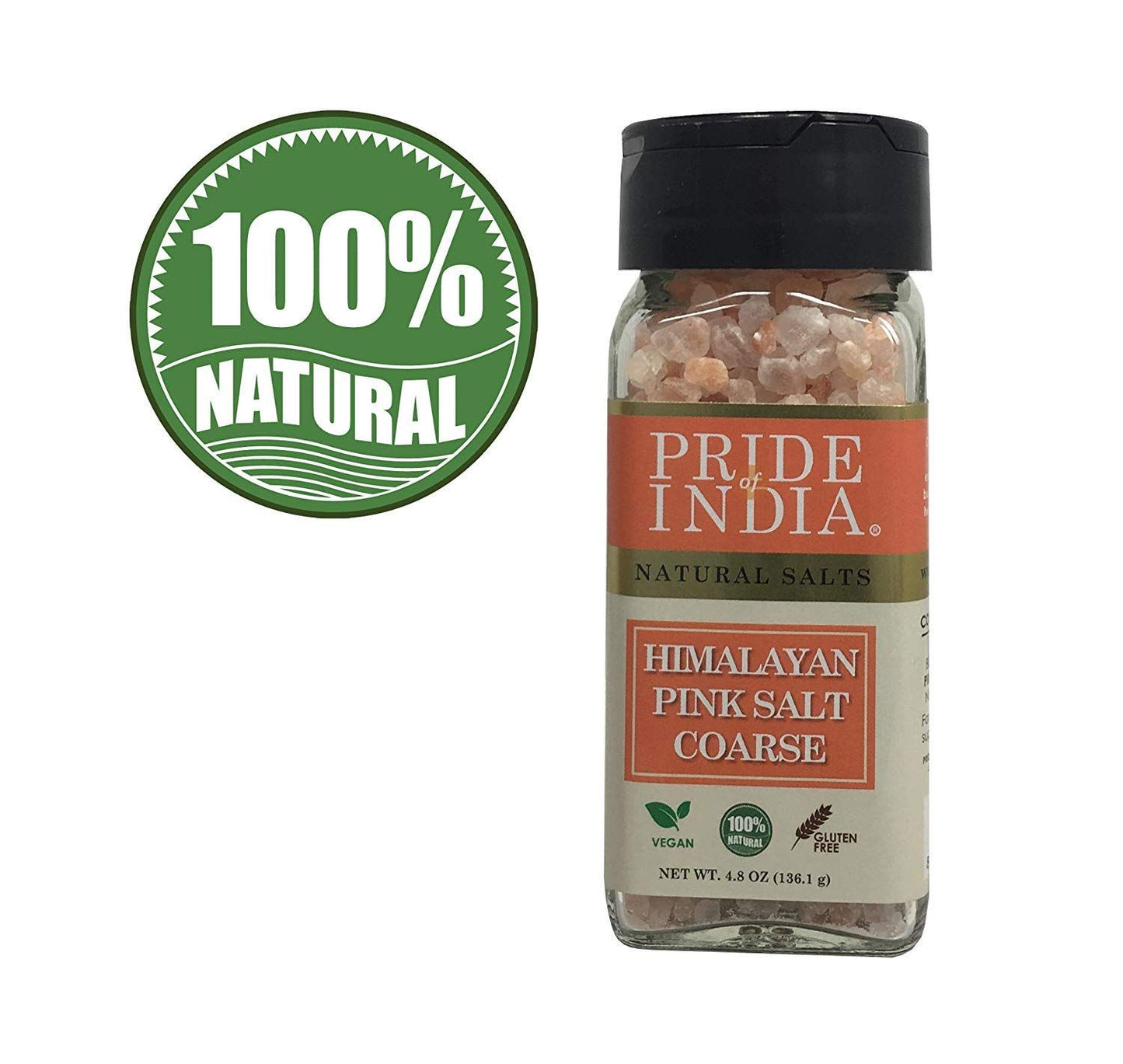 Pride Of India - Pure Himalayan Pink Salt - Enriched W/ 84+ Natural Minerals, Dual Sifter, Coarse Grind (4.8 Oz, 136.1 Gm)(D0102