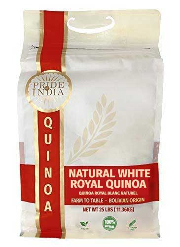 Natural Royal Bolivian White Quinoa - 25 Pound Bulk Bags - Bold Flavorful Prewashed Whole Golden Grains 6G Protein 3G Fiber - Su