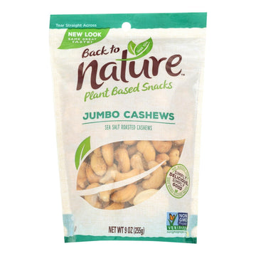 Back To Nature Jumbo Cashews - Dry Roasted With Sea Salt, Non-Gmo High Protein Snacks, 9 Ounce