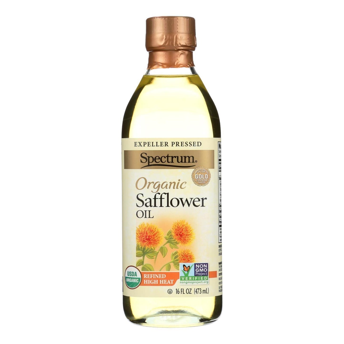 Spectrum Naturals High Heat Refined Organic Safflower Oil - Case of 12 - 16 Fl oz.(D0102HXXULG.)