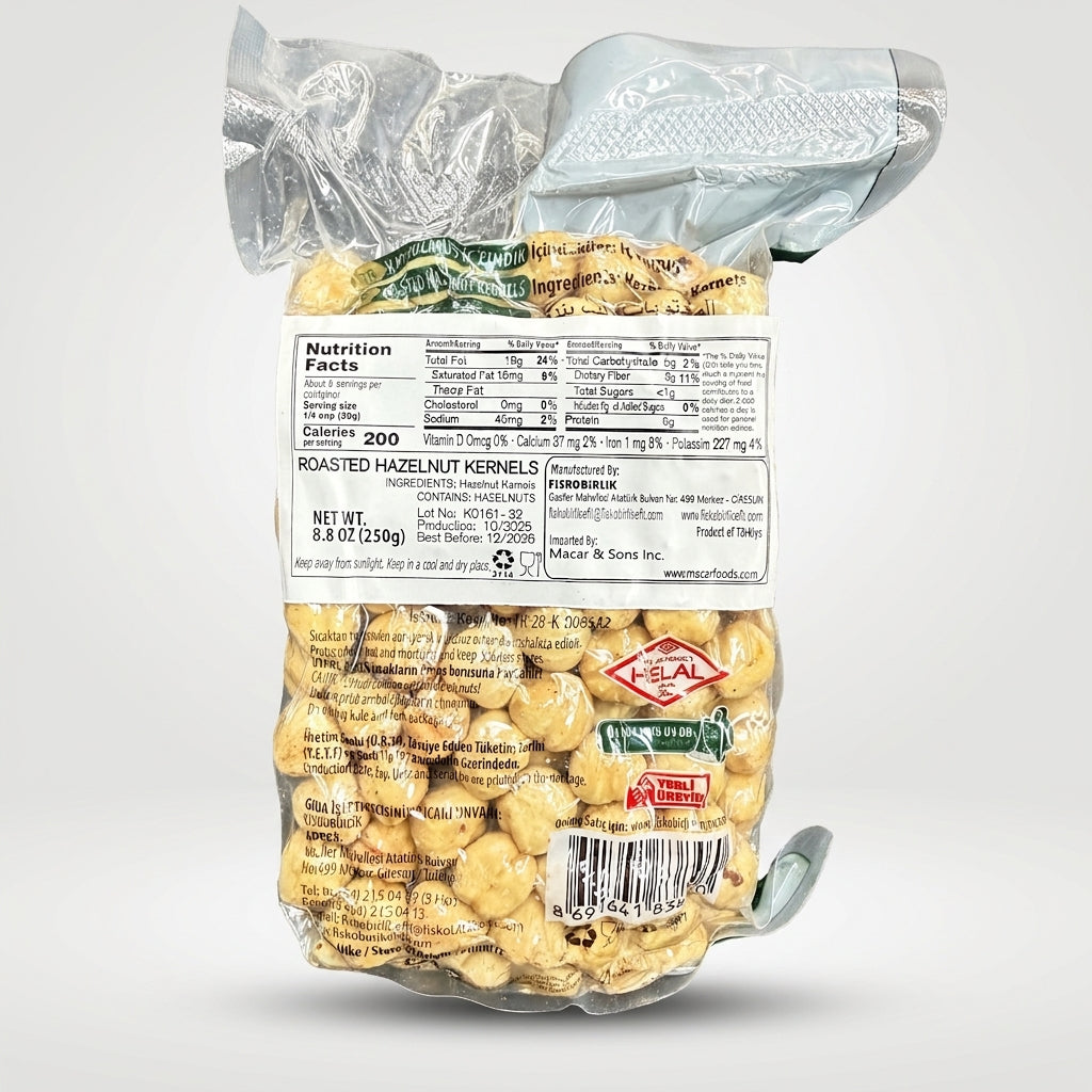 Fiskobirlik Roasted Hazelnut Kernels 250g - Premium Turkish Hazelnuts