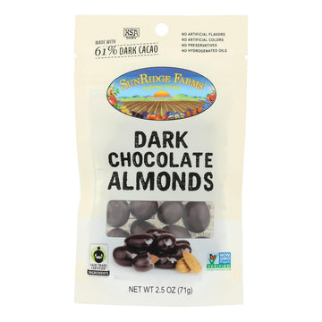 Sunridge Farms Dark Chocolate Almonds - Case Of 8-2.5 Oz