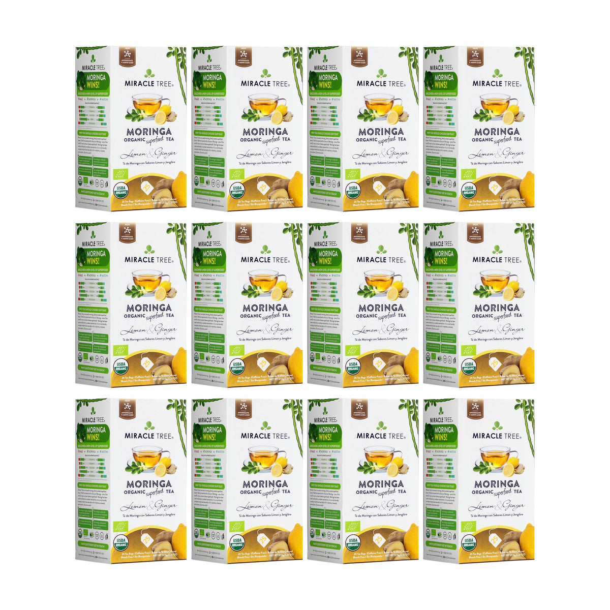Organic Moringa Tea - Lemon & Ginger - Caffeine-Free Herbal Tea