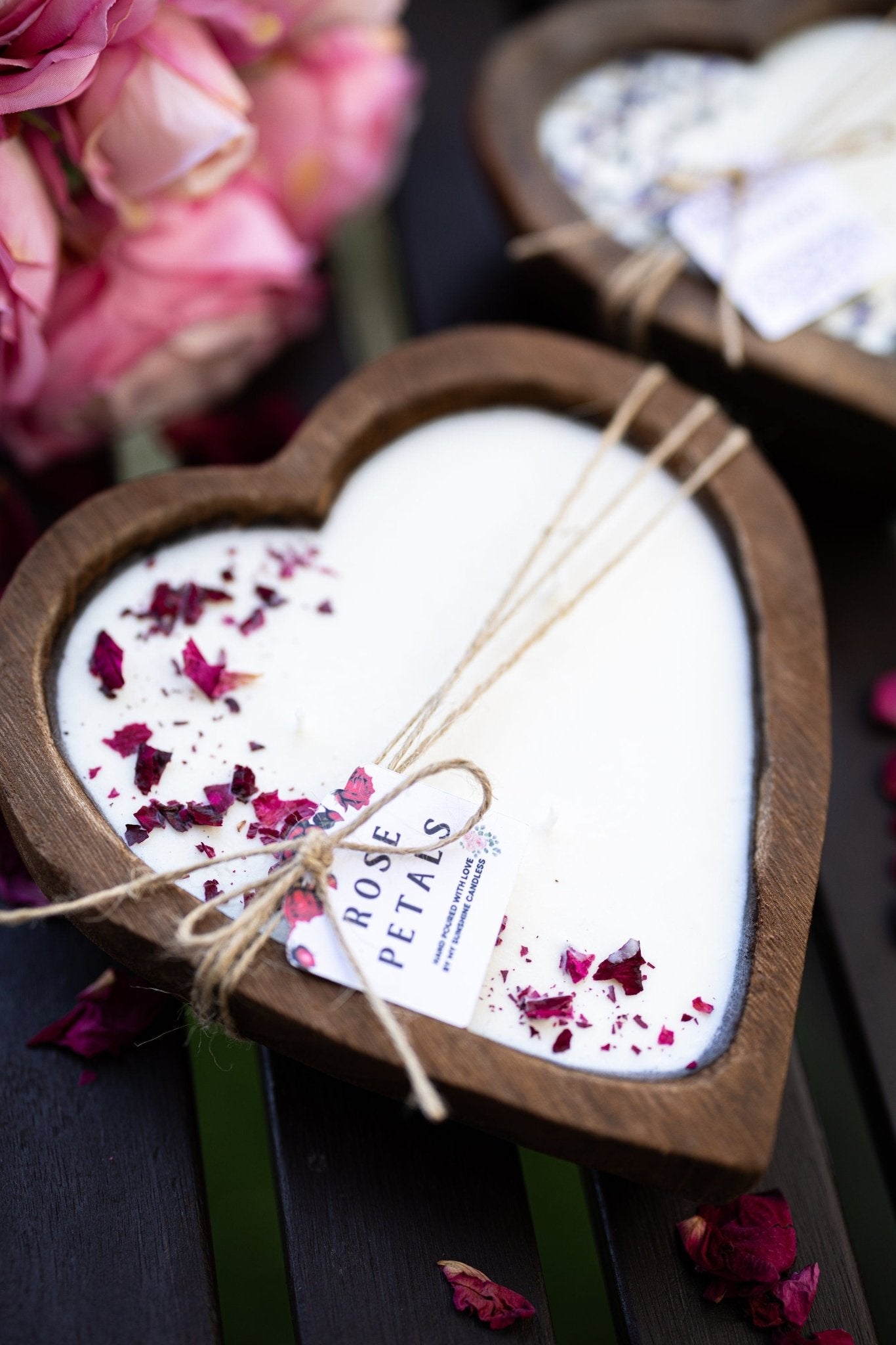 Heart-Shaped Dough Bowl Candle | Petal Rose Soy Wax | Love & Wedding Gift