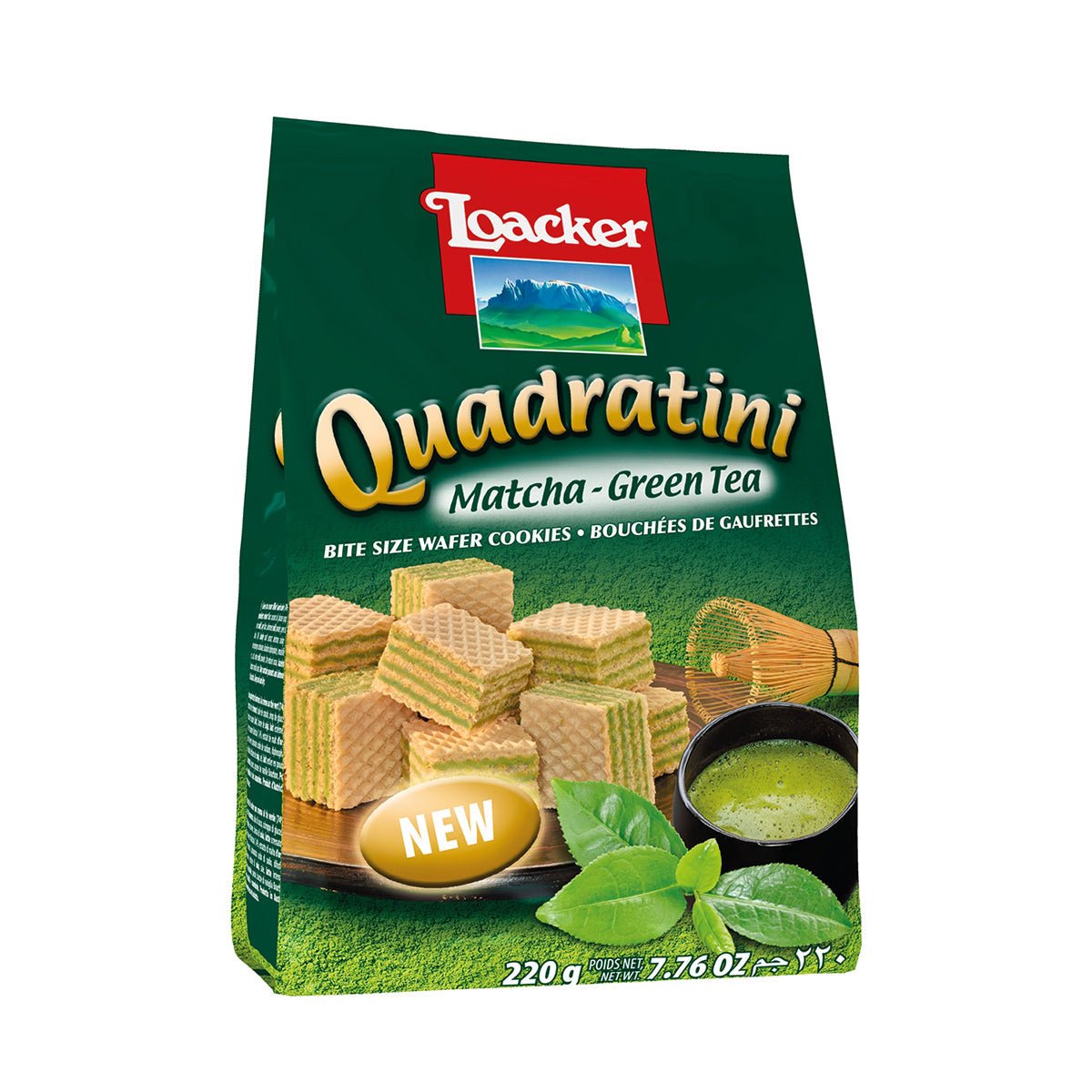 Loacker Quadratini Matcha Green Tea Wafer Cookies
