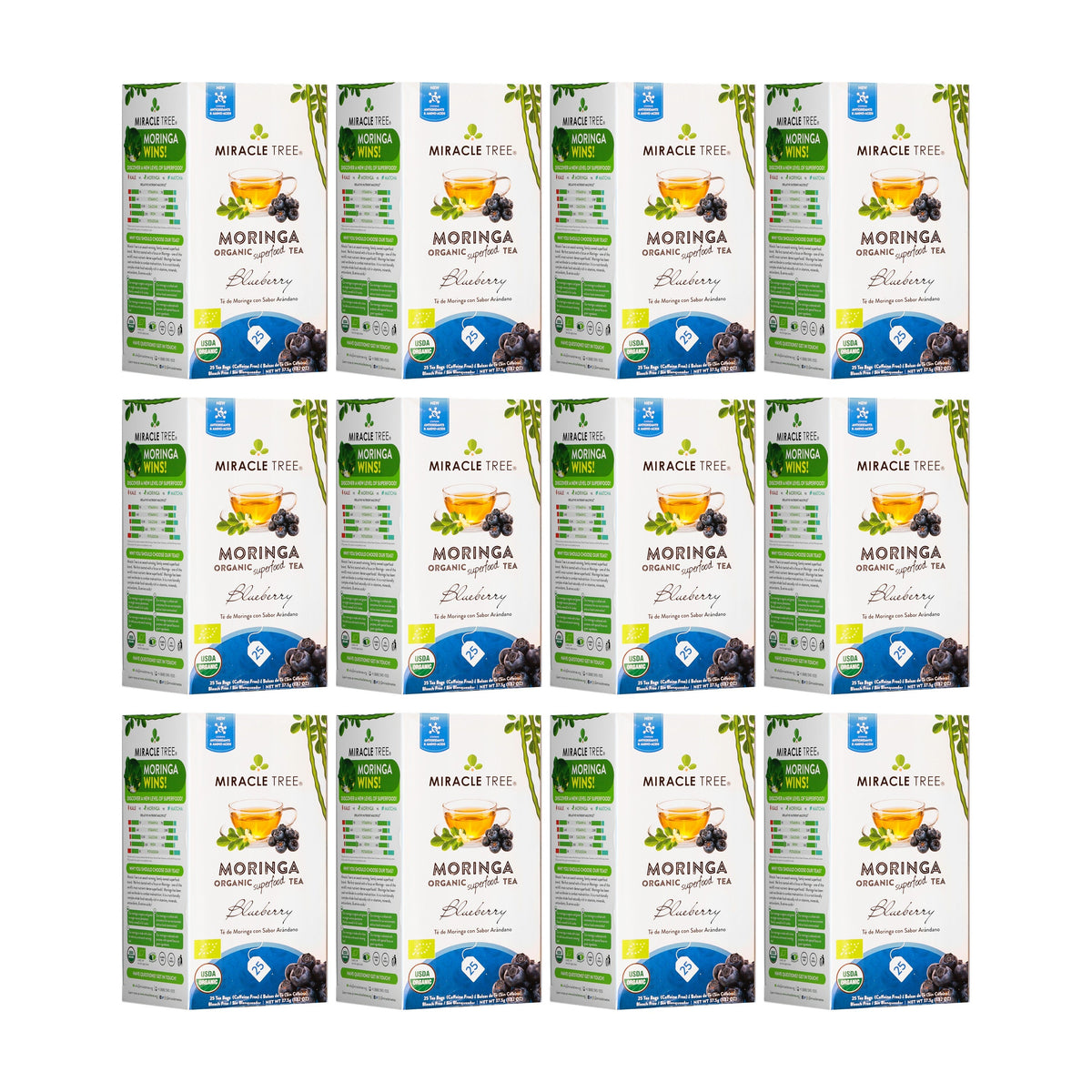 Organic Moringa Tea - Blueberry - Caffeine-Free Herbal Tea