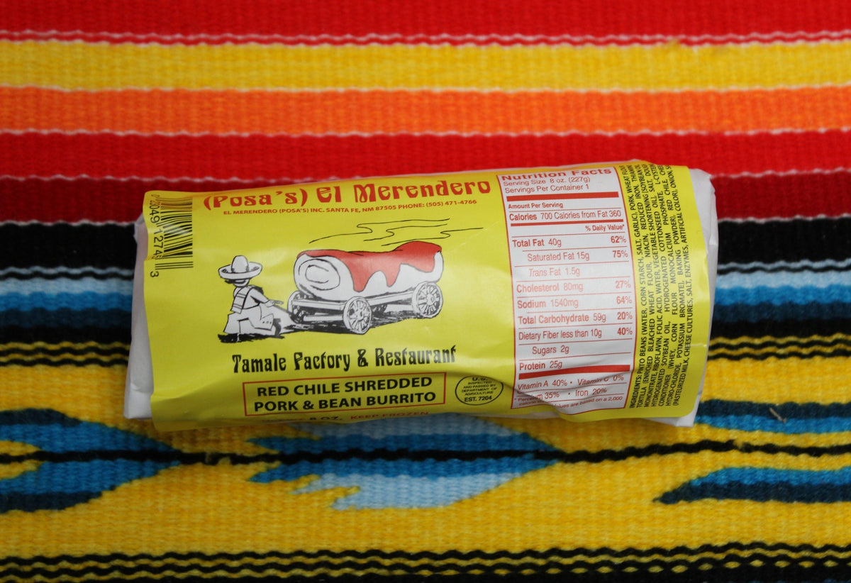 Posa's Red & Green Chile Pork Burritos, Frozen New Mexican, 4 Count