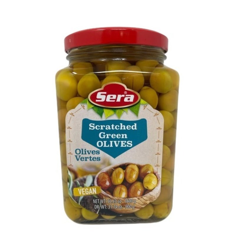 Scratched Green Olives 1600ml Jar Pack of 6