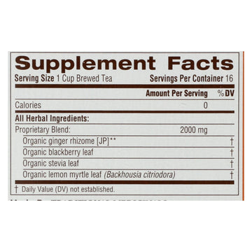 Organic Ginger Aid Herbal Tea - 16 Bags, Case of 6