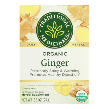 Organic Ginger Herbal Tea, 16 Bags, Case of 6
