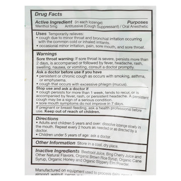 Organic Bing Cherry Cough Lozenges - 18 Count