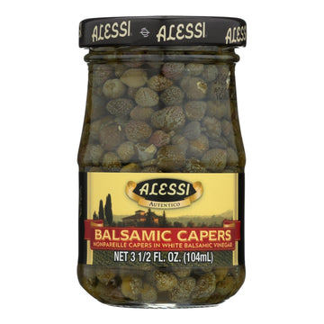 Alessi Capers in White Balsamic Vinegar, 3.5 Oz, 6-Pack