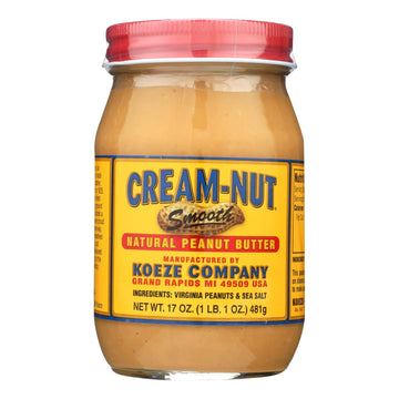 Cream Nut Smooth Natural Peanut Butter, 17 oz, 6-Pack