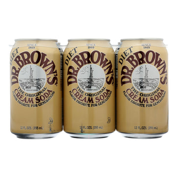 Dr. Brown's Original Diet Cream Soda, 4 Packs of 6/12 FZ