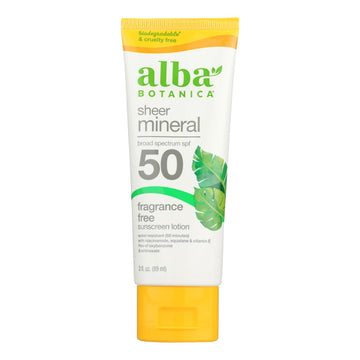 Alba Botanica Mineral Sunscreen SPF 50, 3 fl oz