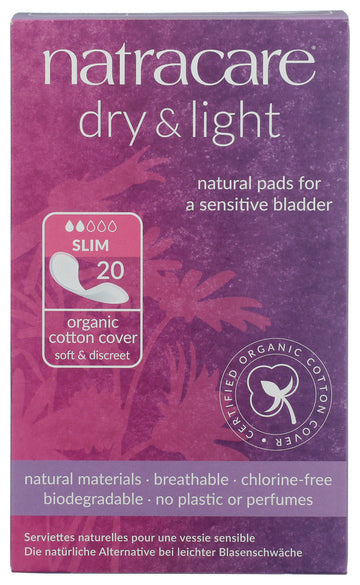 Natracare Dry And Light Individually Wrapped Pads - 20 Pack