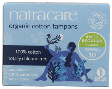 Natracare 100% Organic Cotton Tampons - Regular - 10 Pack