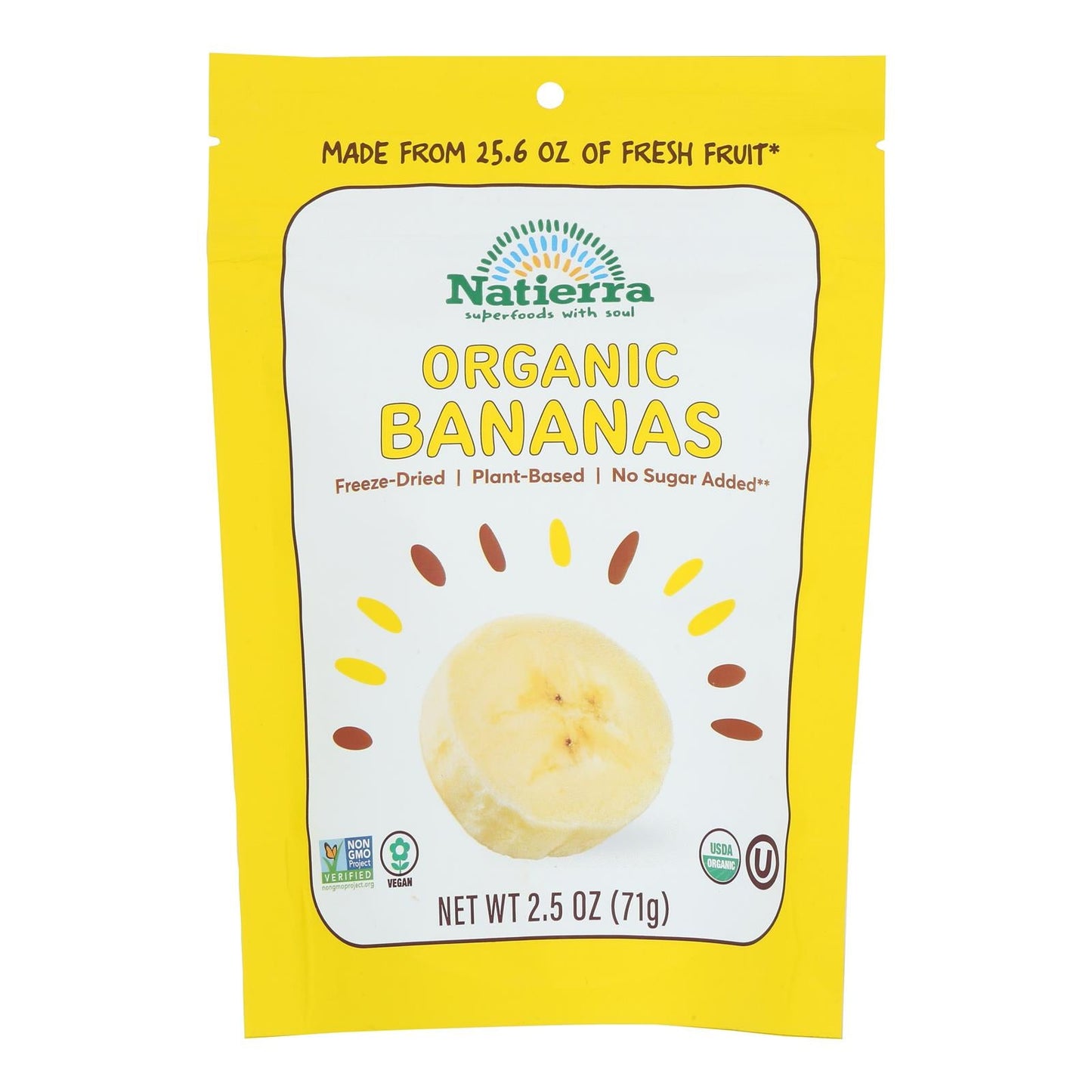 Natierra Organic Freeze Dried Bananas, 12-Pack, 2.5 Oz Each
